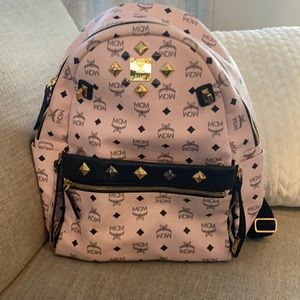 Authentic MCM powder pink backpack with detachable clutch bag